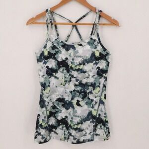 Gaiam Yoga Athletic Tank Top Womens Size S Green Watercolor Activewear Strappy